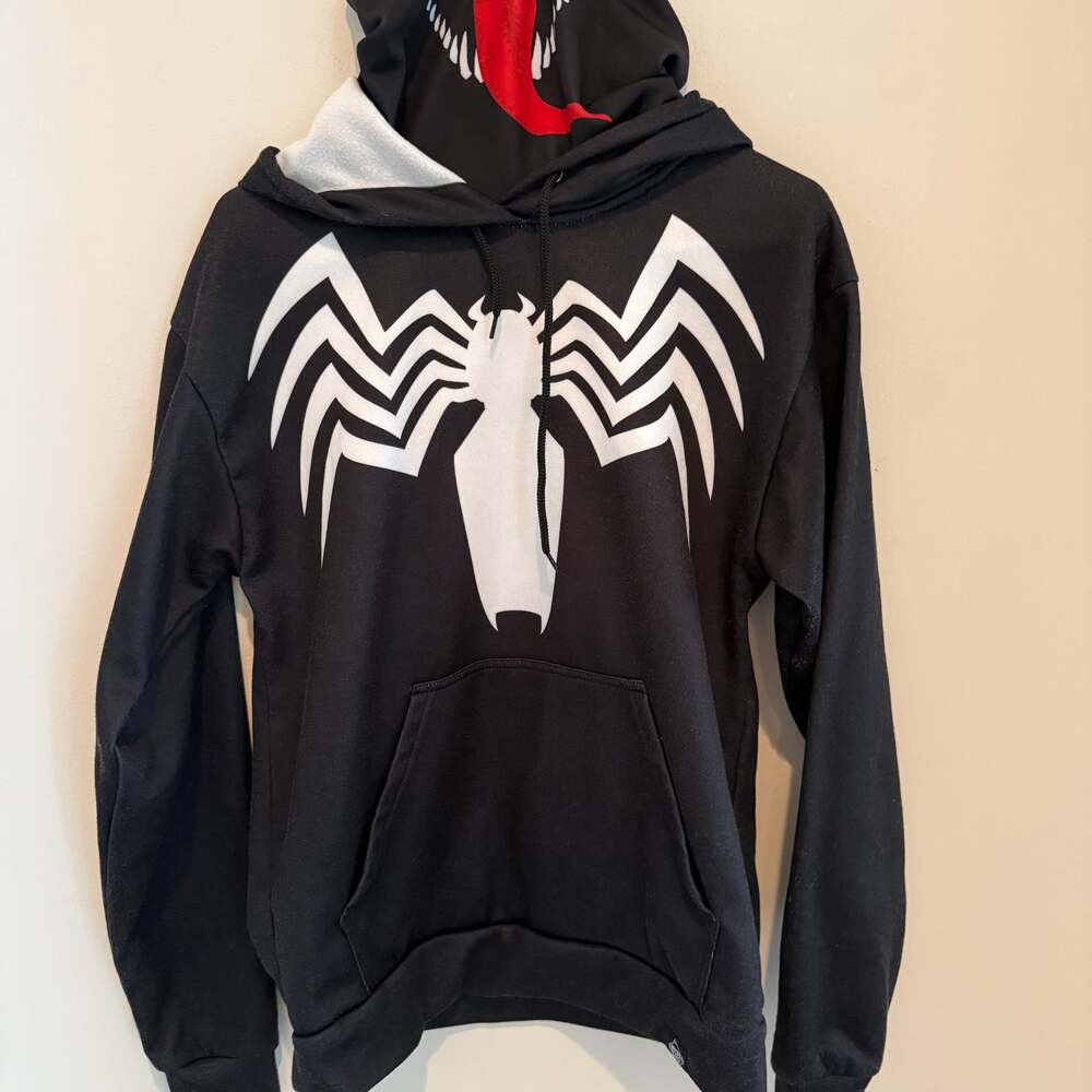 Marvel Venom Symbol Hoodie with Built-in Smile Face Mask Gaiter